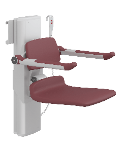 PLUS dusjsete 450, elektrisk høyderegulering, sideregulerbart, rød, uten hull