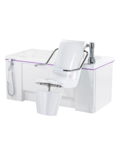 Alera badekar med stol og benløfter, fast høyde, 1500 mm, venstrevendt