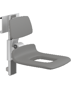 PLUS dusjsete 450, manuell høyderegulering, sideregulerbart, antrasittgrå, med hull, med ryggstøtte