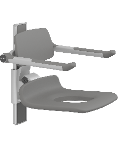 PLUS dusjsete 450, manuell høyderegulering, antrasittgrå, med hull, med rygg- og armstøtter