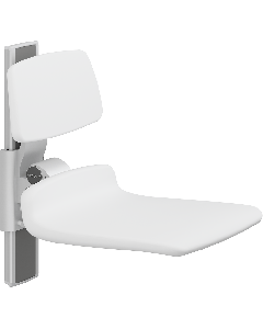 PLUS dusjsete 450, manuell høyderegulering, hvit, uten hull, med ryggstøtte