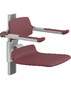 PLUS dusjsete 450, manuell høyderegulering, rød, uten hull, med rygg- og armstøtter