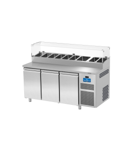 Friotekno Snack 700 Salatkjølebenk med glass, 3 dører