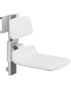 PLUS dusjsete 450, manuell høyderegulering, sideregulerbart, hvit, uten hull, med ryggstøtte