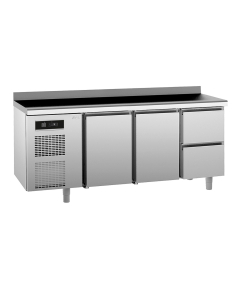 UNIVERSAL kjølebenk 2 dører 2 skuffer, arbeidstopp med oppkant