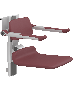 PLUS dusjsete 450, manuell høyderegulering, sideregulerbart, rød, uten hull, med rygg- og armstøtter