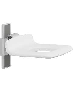 PLUS dusjsete 450, manuell høyderegulering, hvit, med hull, uten rygg- og armstøtter