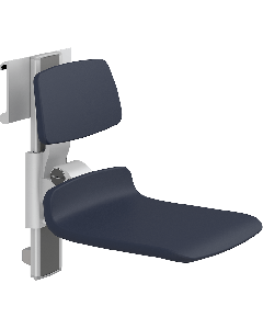 PLUS dusjsete 450, manuell høyderegulering, sideregulerbart, mørkeblå, uten hull, med ryggstøtte