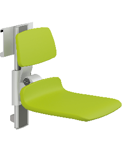 PLUS dusjsete 450, manuell høyderegulering, sideregulerbart, limegrønn, uten hull, med ryggstøtte