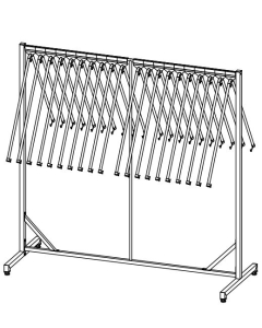 Gulvstativ med oppheng til 20stk forklær