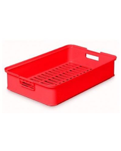 Plastkasse 27L RØD med perforert bunn