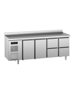 UNIVERSAL kjølebenk 2 dører 4 skuffer, arbeidstopp med oppkant