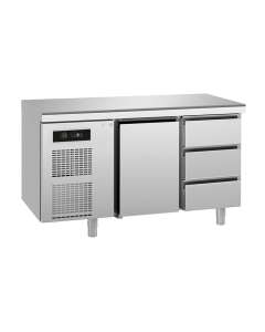 UNIVERSAL kjølebenk 1 dør 3 skuffer, med arbeidstopp