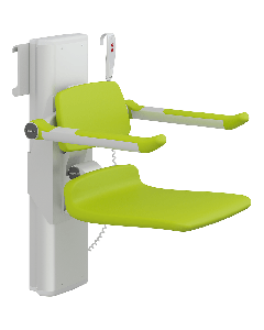 PLUS dusjsete 450, elektrisk høyderegulering, sideregulerbart, limegrønn, uten hull