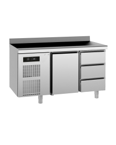 UNIVERSAL kjølebenk 1 dør 3 skuffer, arbeidstopp med oppkant