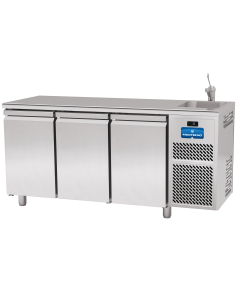 Friotekno Plus 700 kjølebenk 3 dører, med vask og slett topplate