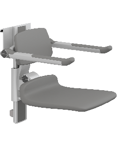 PLUS dusjsete 450, manuell høyderegulering, sideregulerbart, antrasittgrå, uten hull, med rygg- og armstøtter