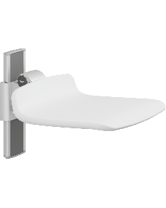 PLUS dusjsete 450, manuell høyderegulering, hvit, uten hull, uten rygg- og armstøtter