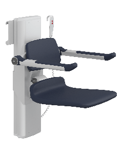 PLUS dusjsete 450, elektrisk høyderegulering, sideregulerbart, mørkeblå, uten hull