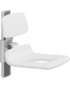 PLUS dusjsete 450, manuell høyderegulering, hvit, med hull, med ryggstøtte