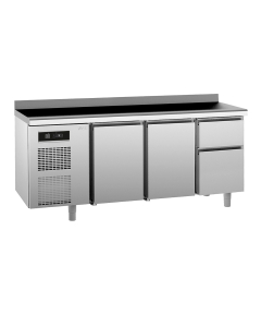 UNIVERSAL kjølebenk 2 dører 2 skuffer, arbeidstopp med oppkant