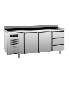 UNIVERSAL kjølebenk 2 dører 3 skuffer, arbeidstopp med oppkant