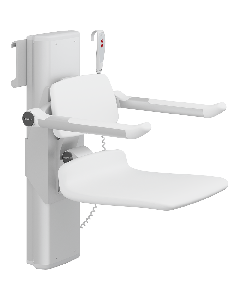 PLUS dusjsete 450, elektrisk høyderegulering, sideregulerbart, hvit, uten hull